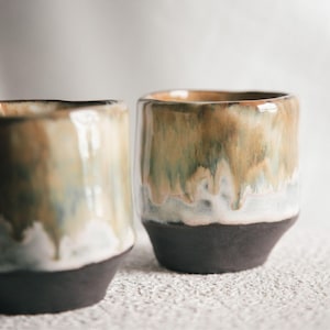 Handgemaakte keramische cappuccinokopjes (set van 2) - lattemok - cappuccinokop - handgemaakt aardewerk - housewarmingcadeau voor haar - espressokopjes