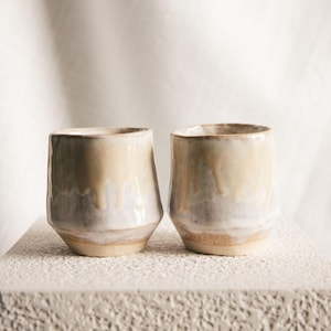 Handgemaakte keramische cappuccinokopjes (set van 2) - lattemok - cappuccinokop - handgemaakt aardewerk - housewarmingcadeau voor haar - espressokopjes