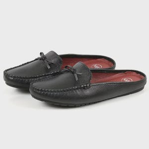 Handcrafted Black Leather Backless Loafers for Men | Backless Slip-On Loafers | Comfortable Indoor & Outdoor Mules