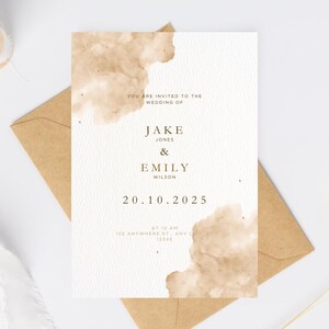 Modern Wedding Canva Invitation | Editable Beige Template | Digital Download