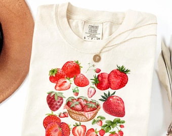 Comfort Colors® Strawberry Shirt, Summer Fruit Strawberry Tee, Strawberry Shirt,Strawberry Festival Gift,Strawberry Festival Cottagecore Tee