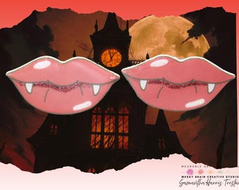 Gothic Vampire Earrings – Handcrafted Shrink Plastic, Glitter  UV Coating, Dark & Chic Fashion Accessory for Vampires Gothic Lovers