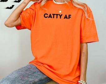 Naughty Halloween T-shirt, Humorous Trick or Treat Tee, Sassy Bougie Catty Girl Gift, Halloween Party Fun for a cat lover or a Chatty Catty