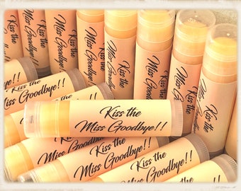 20 Mimosa Personalized Handmade Sweetened Lip Balms for Bridal Showers and Bachelorette Parties Kiss the Miss Goodbye