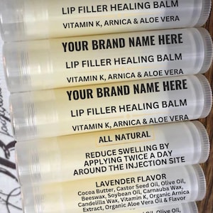 SALE 20 Lavender Lip Filler Healing Arnica Balms w/ Your Brand Name for Aestheticians- Heal, Reduce Swelling & Decrease Pain, Post Treatment