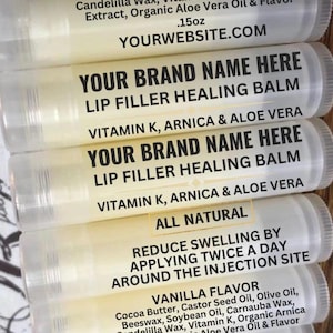 BUNDLE DEAL Lip Filler Healing Arnica Balms with Your Brand Name for Aestheticians- Heal, Reduce Swelling and Decrease Pain, Post Treatment