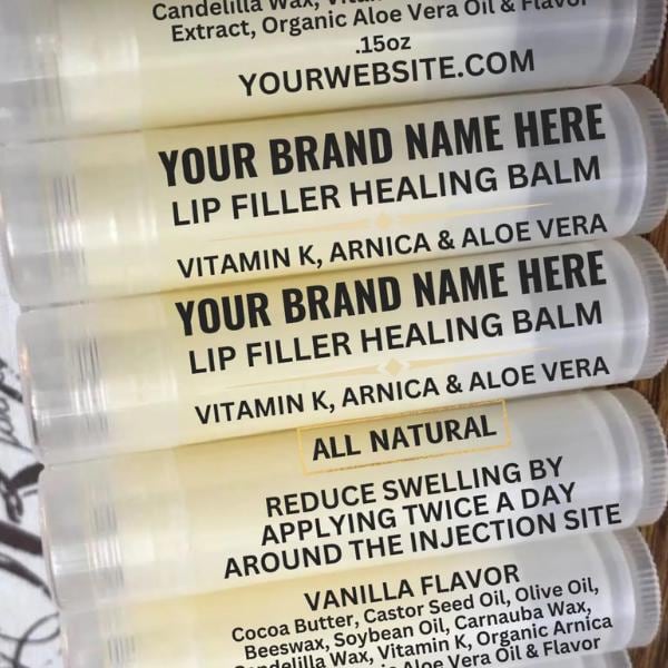 BUNDLE DEAL Lip Filler Healing Arnica Balms with Your Brand Name for Aestheticians- Heal, Reduce Swelling and Decrease Pain, Post Treatment