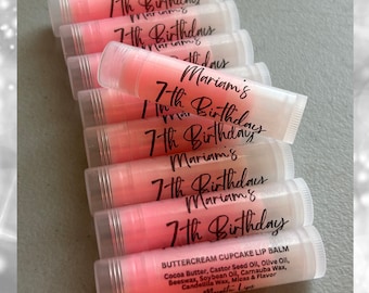 PERSONALIZED Tinted Lip Balms for Birthday Parties, Sweet Sixteen, Baby and Bridal Shower Favors, Aestheticians, Hair Stylists - Clear Tubes