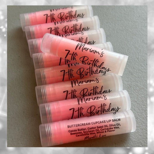 PERSONALIZED Tinted Lip Balms for Birthday Parties, Sweet Sixteen, Baby and Bridal Shower Favors, Aestheticians, Hair Stylists - Clear Tubes