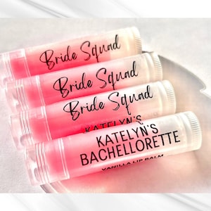 BRIDE SQUAD or TRIBE Personalized Lip Balms for a Bachelorette Party, Bridal Shower Wedding Fast Shipping