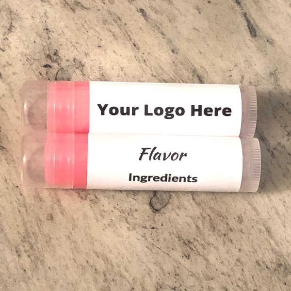 20 Printed Lip Balm Labels with Your Logo, Wording or Photo - Strong Adhesive, Waterproof and Customized