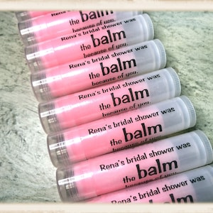 YOU PICK FLAVOR Personalized Bridal Shower Pink Tinted Lip Balms - Made Fresh Same Day - Fast Shipping - Clear Labels