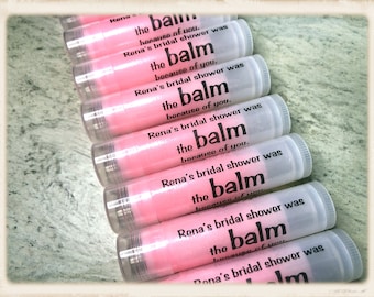 YOU PICK FLAVOR Personalized Bridal Shower Pink Tinted Lip Balms - Made Fresh Same Day - Fast Shipping - Clear Labels