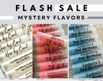 FLASH SALE 100 Personalized MYSTERY Lip Balms for Favors, Birthdays, Sweet Sixteens, Baby & Bridal Showers, Aestheticians, Hair Stylists