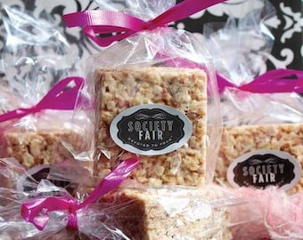 100 RICE KRISPIE Gusseted Favor Clear Bags - 4"x2"x8" Poly CRISPY