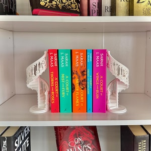 Sujetalibros con forma de escalera de caracol – Decoración de estantería blanca impresa en 3D para amantes de los libros, coleccionistas, rincones de lectura y bibliotecas, fantasía, ligero