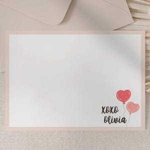 Cartes de correspondance personnalisées avec nom, carte de remerciement personnalisée, cadeaux personnalisés, ensemble de papeterie personnalisée, carte de correspondance minimaliste coeur pêche