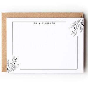Cartes de correspondance personnalisées avec nom, carte de remerciement personnalisée, cadeaux personnalisés, ensemble de papeterie personnalisée, carte de correspondance florale moderne