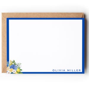Gepersonaliseerde notitiekaarten met naam, gepersonaliseerde bedankkaart, gepersonaliseerde cadeaus, briefpapierset op maat, mediterraan citroenmotief