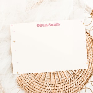 Personalized Blue Floral Notecards: Custom Stationery Set