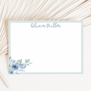 Personalized Chinoiserie Notecards: Blue Floral Stationery Set