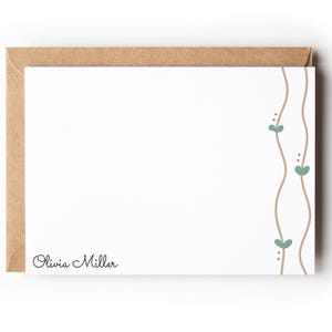 Personalisierte Grußkarten mit Namen, Personalisierte Danksagungskarte, personalisierte Geschenke, Briefpapier Set, moderne florale Grußkarte
