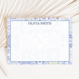 Gepersonaliseerde notitiekaarten met naam, gepersonaliseerde bedankkaart, gepersonaliseerde cadeaus, briefpapierset op maat, mediterraan motiefkaart