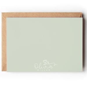 Cartes de correspondance personnalisées avec nom, carte de remerciement personnalisée, cadeaux personnalisés, ensemble de papeterie personnalisée, carte de correspondance florale dessin au trait