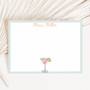 Personalized Martini Notecards: Custom Stationery Set