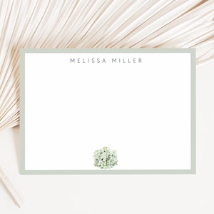 Cartes de correspondance personnalisées avec nom, carte de remerciement personnalisée, cadeaux personnalisés, ensemble de papeterie personnalisée, carte de correspondance hortensia, cadeau de jardinage