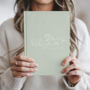 Personalized Sage Hardcover Journal, Custom Notebook Writing, Gift for Her, Journal with Name, Cute Stationery, Minimalist Journal