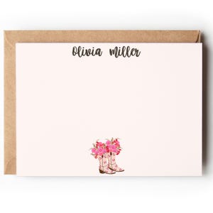 Cartes de correspondance personnalisées avec nom, carte de remerciement personnalisée, cadeaux personnalisés, ensemble de papeterie personnalisée, carte de cow-girl, carte de botte de cow-boy