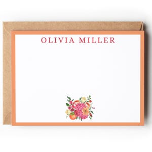 Biglietti di auguri personalizzati con nome, biglietti di ringraziamento personalizzati, regali personalizzati, set di cancelleria personalizzati, biglietti di auguri con motivo floreale di agrumi arancioni