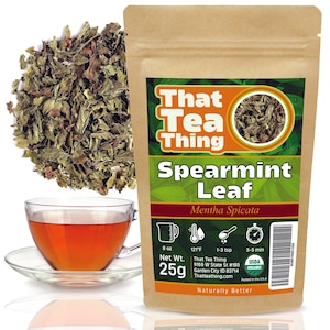 Spearmint Leaf – Dried Loose Organic Herb for Tea, Digestion, Refreshing Flavor Natural Wellness, 25g 50g