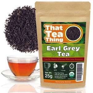 Earl Grey Tea – Organic Loose Leaf Black Tea with Bergamot, Bold Citrusy Classic Blend, 25g 50g