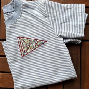 Girls Monogram Shirt, Embroidered Pennant Shirt, Personalized Striped Kids Tee, Preppy Girls Monogram Shirt, Custom Toddler Shirt