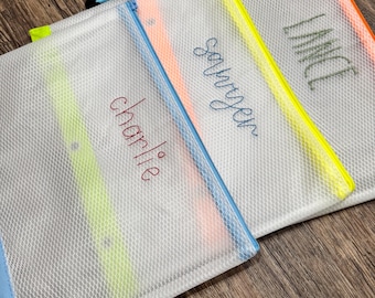 Embroidered 3 ring pencil case
