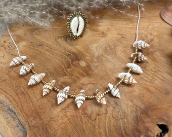 Necklace with small shells | Macrame necklace | Necklace with shell bead | Festival jewelry | Gift | Boho necklace | Bridal jewelry |