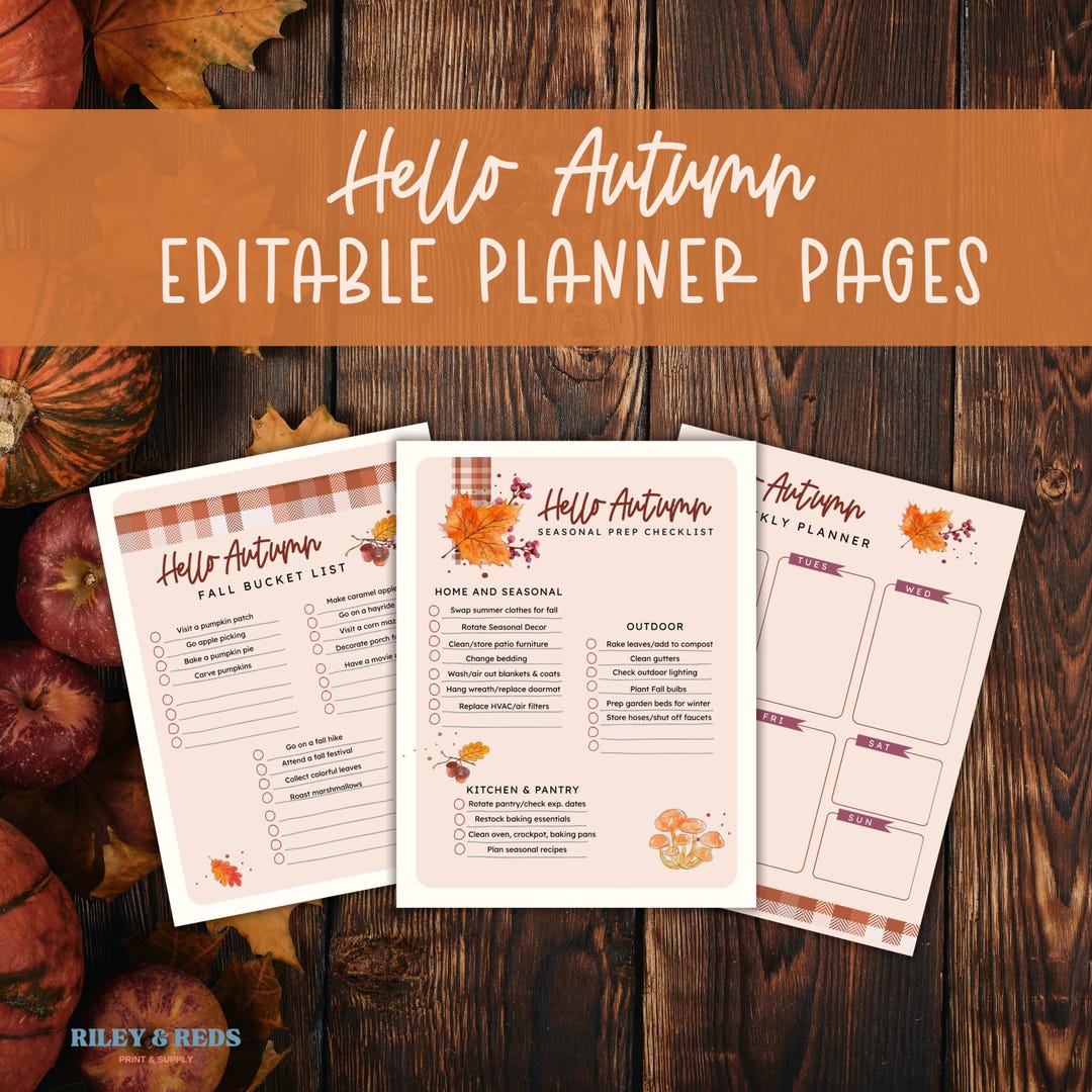Editable Fall Planner Bundle | Seasonal Prep • Bucket List • Weekly ...