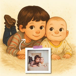 Custom Portrait Gift | Children’s Book Style | Cute Cartoon Drawing from Photo for Kids, Parents or Pets