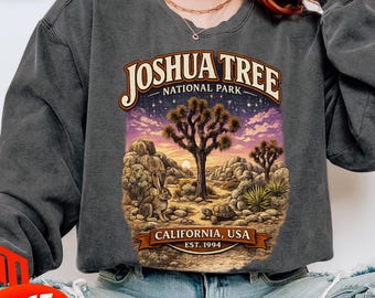 Camiseta de viagem ao Parque Nacional Joshua Tree, EUA, estampa retrô do parque, camiseta para amantes da natureza, camiseta para trilhas, camiseta com ursos e vida selvagem, moletom