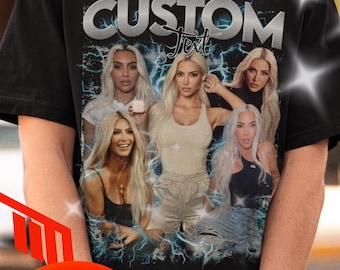 Vintage 90-tals t-shirt med personligt motiv, rap-t-shirt med foto i bootleg-stil, personlig flickväns-tröja med ansikte, alla hjärtans dag-present