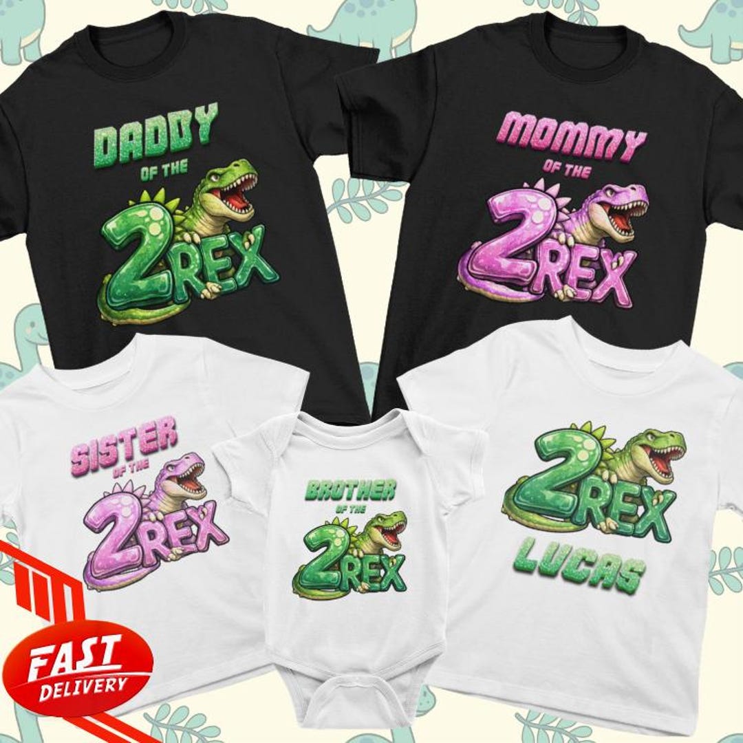 Rex Racer Birthday 3-rex Birthday, Personalized Three Rex Dinosaur Birthday Shirts ...