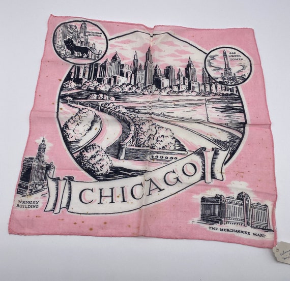 Vintage Chicago Souvenir Handkerchief - image 3