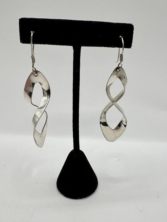 Pretty Mobious Sterling Silver Dangle Earrings - image 2