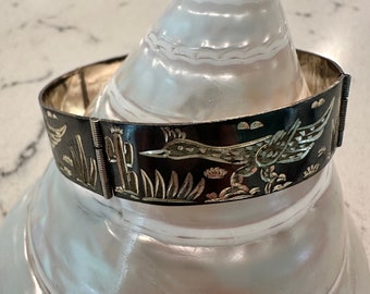 Vintage Southwest Sterling Silver Roadrunner Bracelet