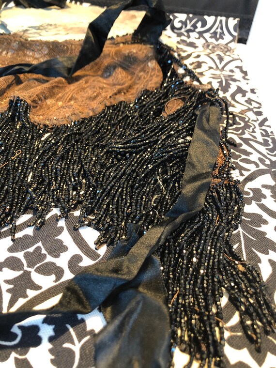 Roaring 20's Black Glass Beaded Halter Style Top - image 7