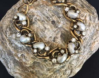 Wonderful Mid Century Brass Link Bracelet