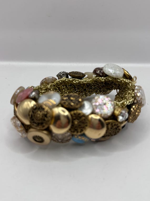 Vintage Stretch Button Bracelet - image 2