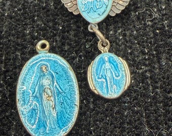 Antique Sterling Guilloche Enamel "Baby" Pin/Brooch